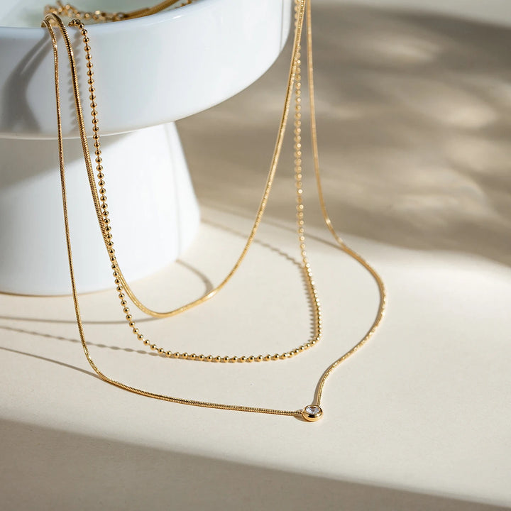 18K PVD Layered Y Necklace