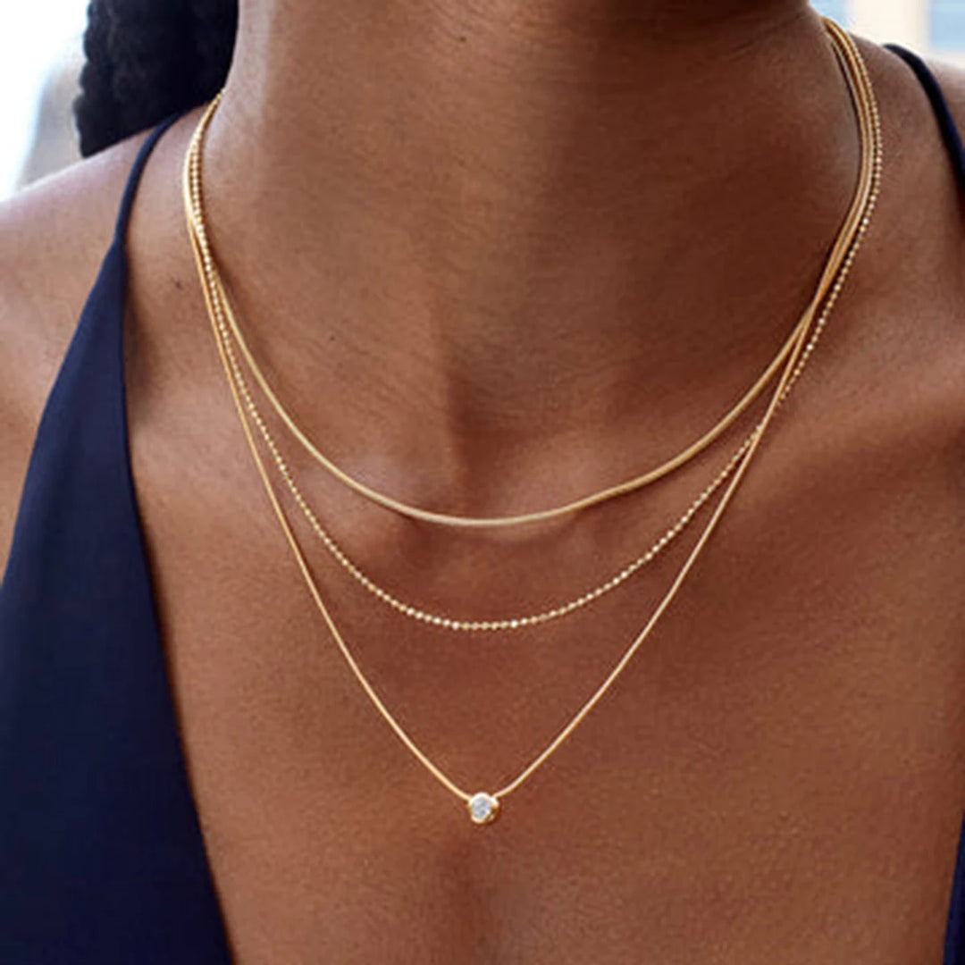 18K PVD Layered Y Necklace