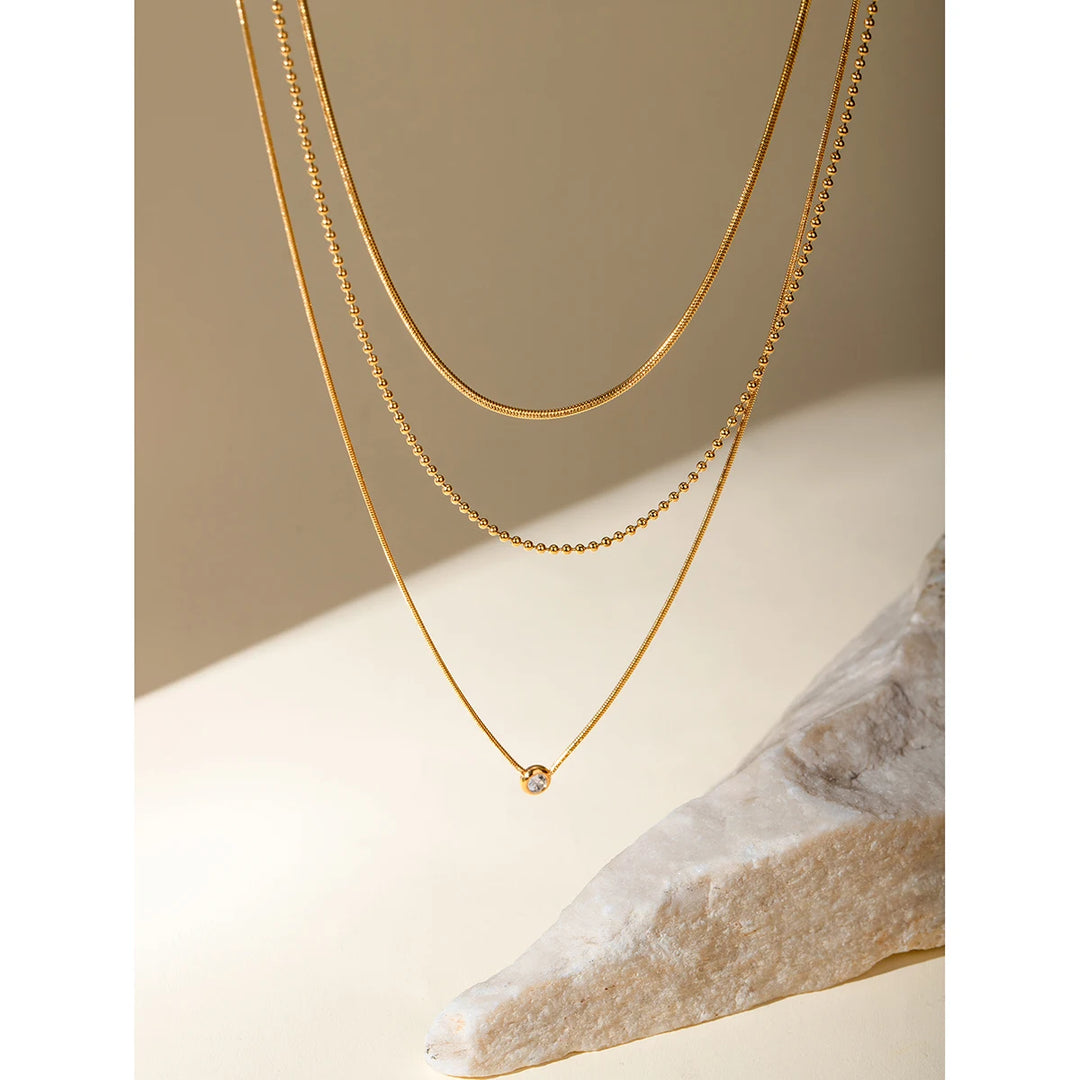 18K PVD Layered Y Necklace