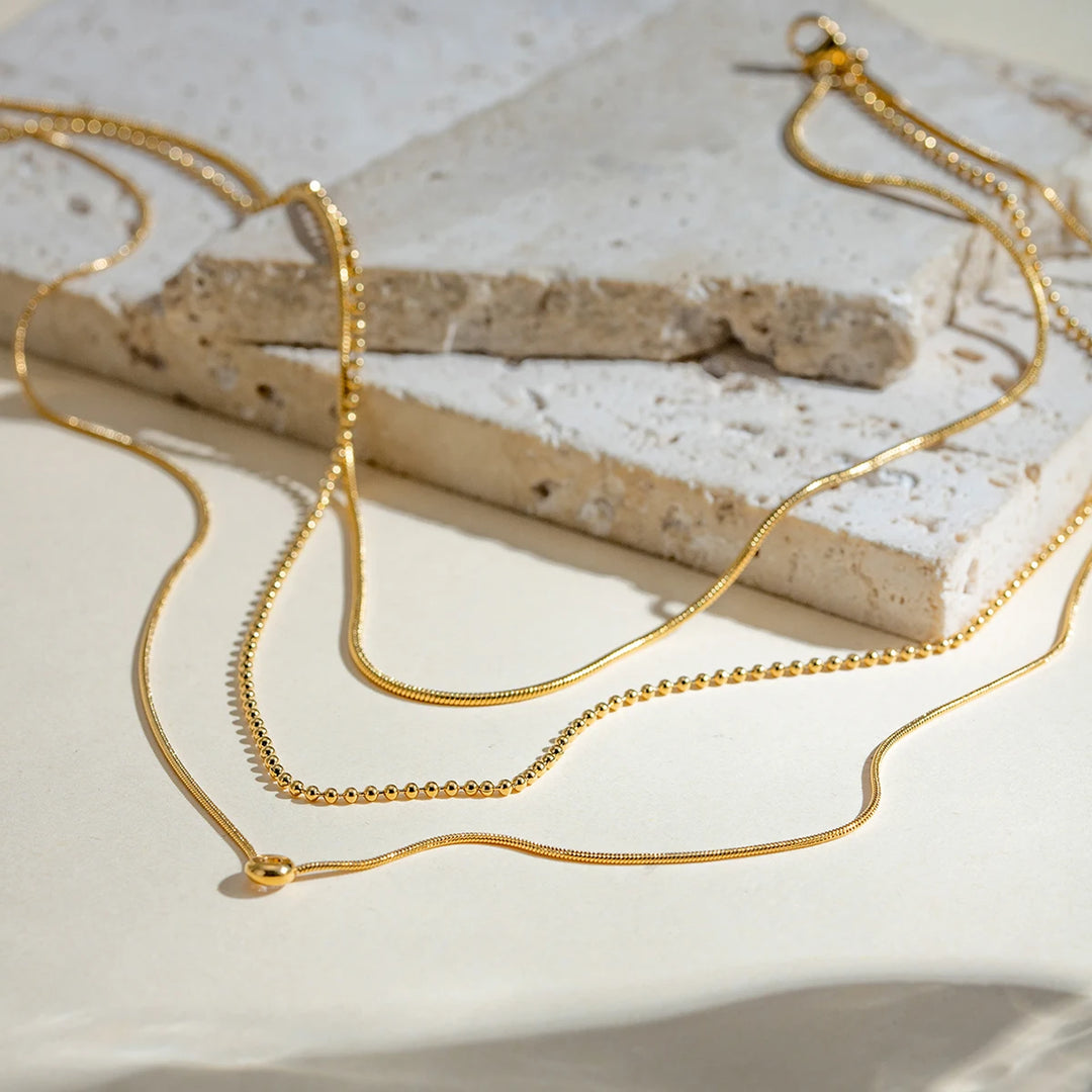 18K PVD Layered Y Necklace